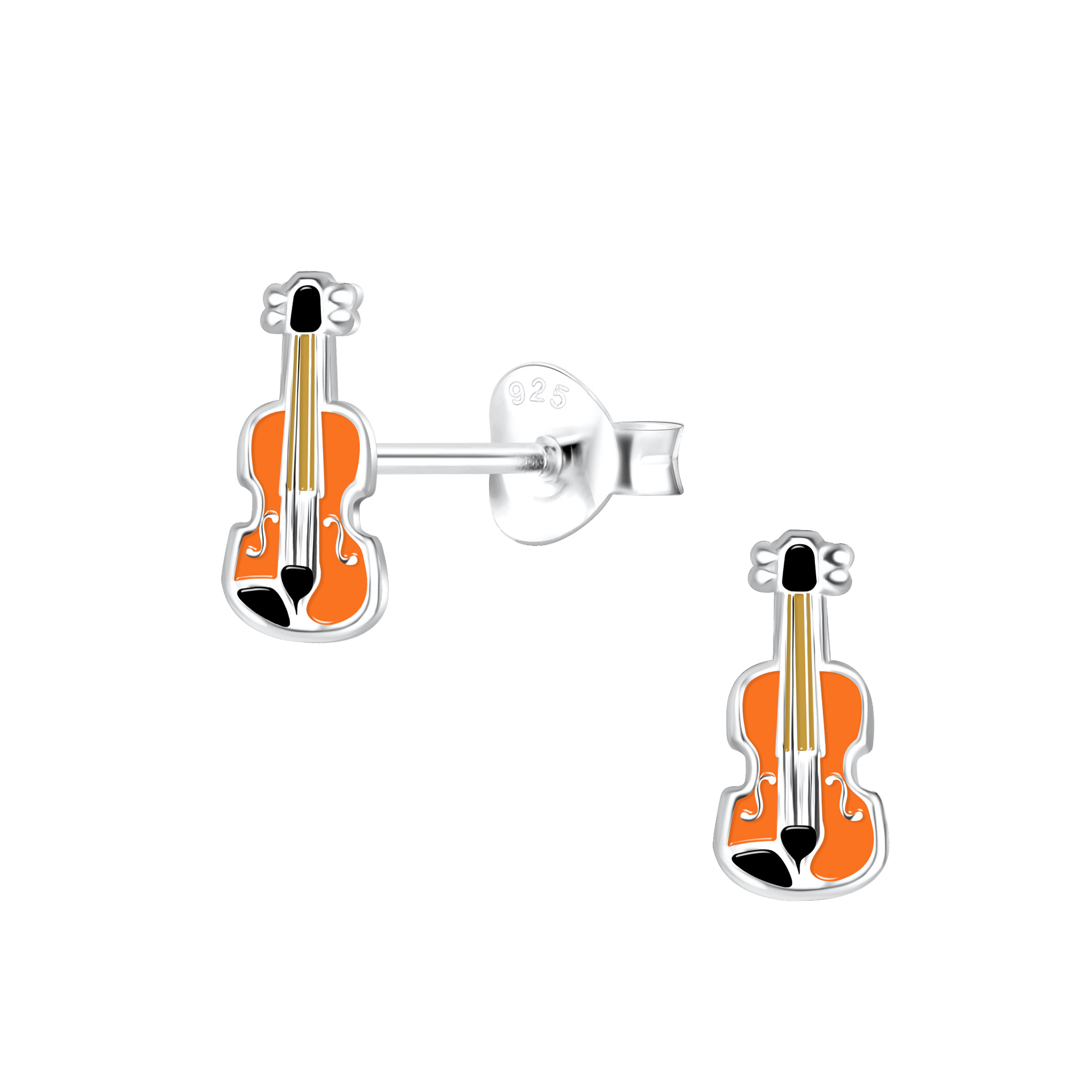 Silver JD Sterling Silver Violin Ear Studs JD18653