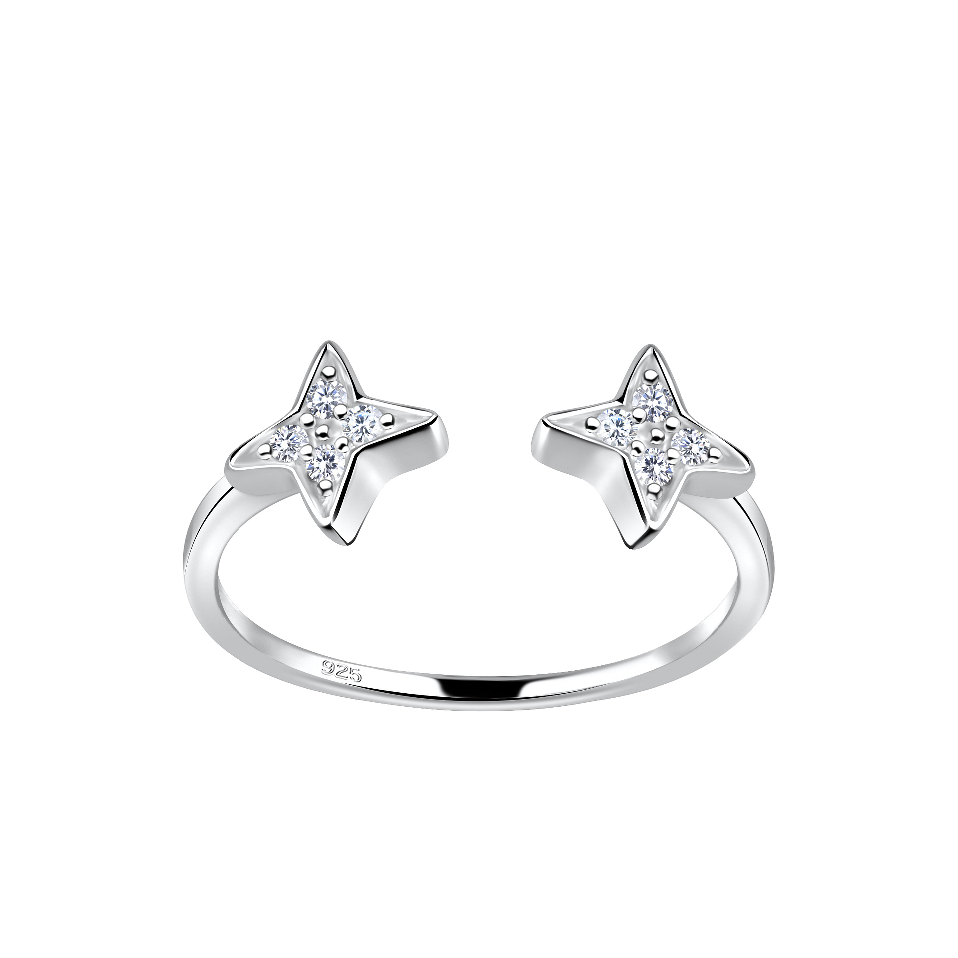 Star Ring Silver JD | Sterling Silver Opened Star Ring – JD19244