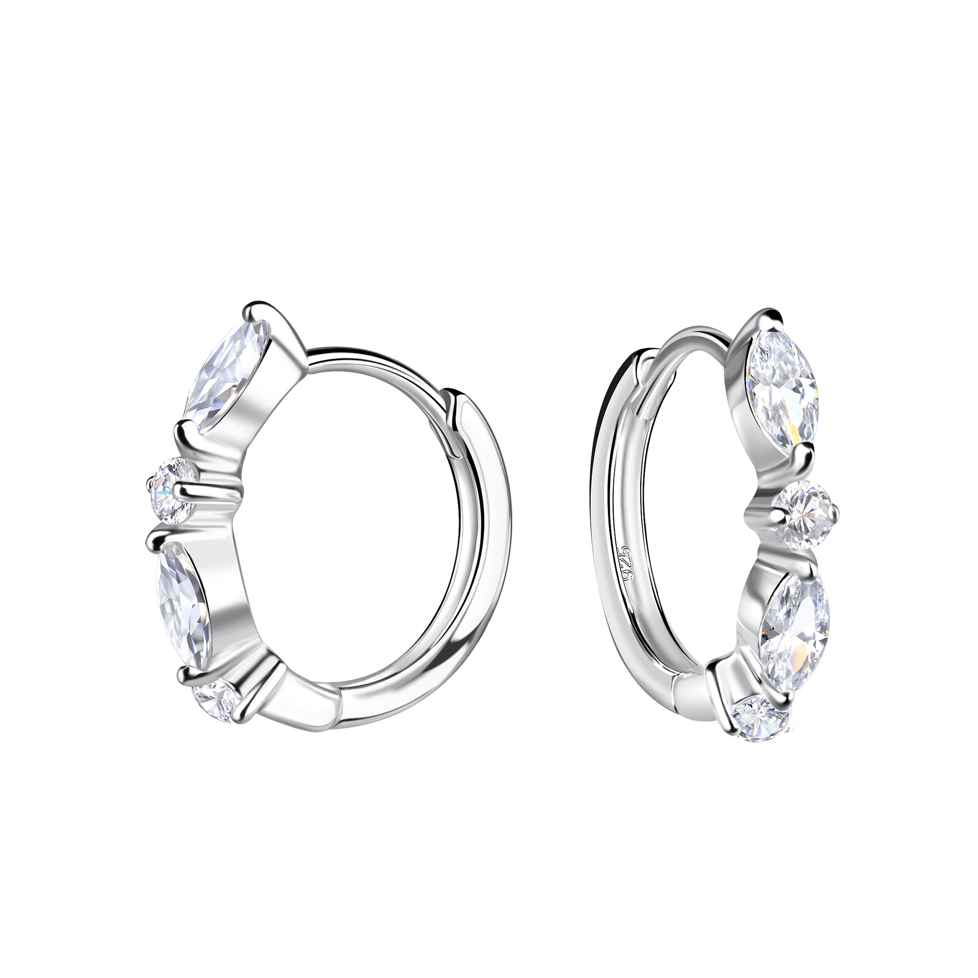 Silver JD | Sterling Silver Geometric Huggie Earrings – JD19507