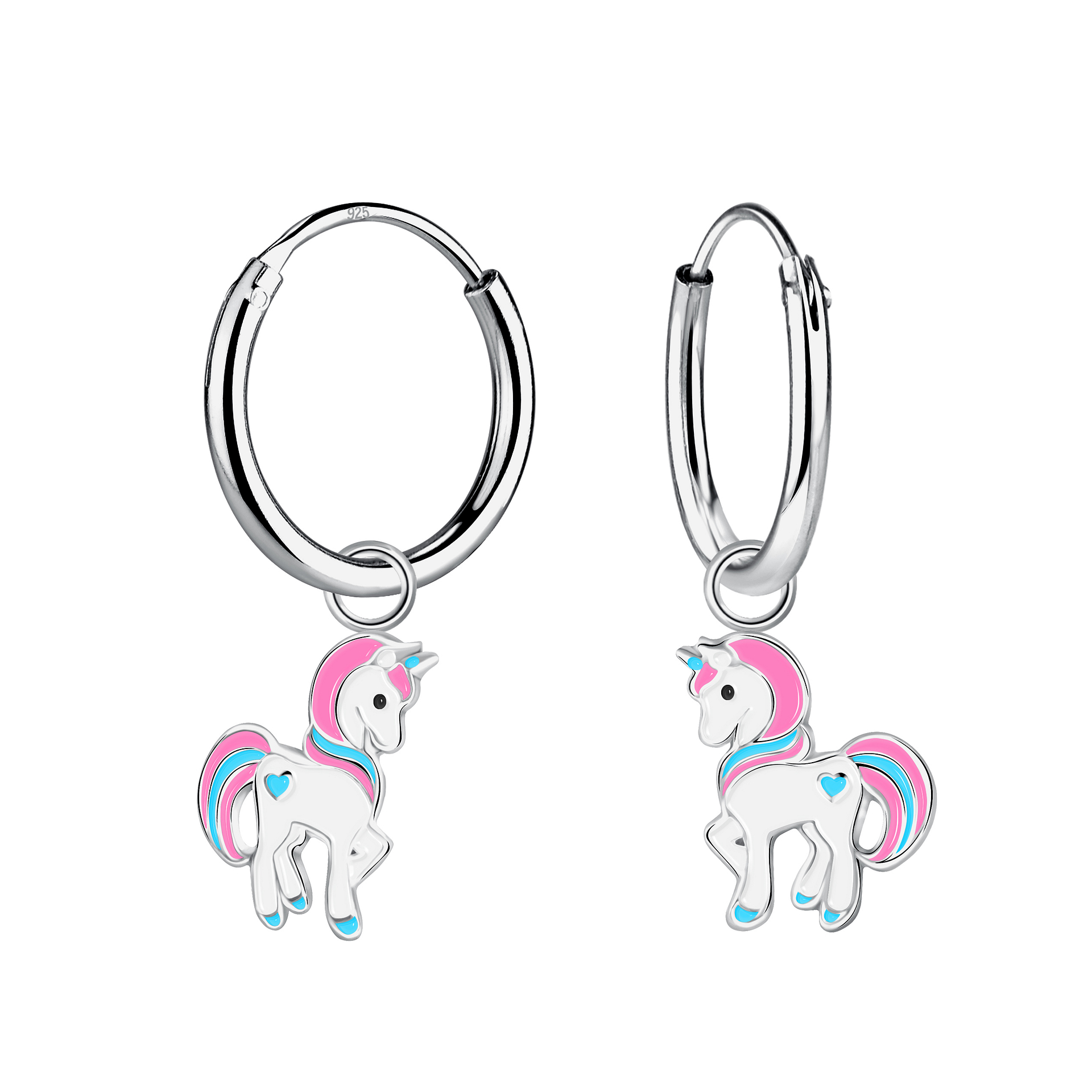 Silver JD | Sterling Silver Unicorn Ear Hoops – JD17914