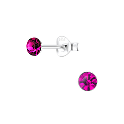 Clous d'oreilles cristal rond de 4 mm en argent - FR1709