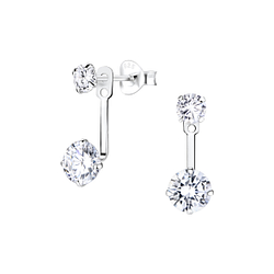 Boucles d'oreilles ear jacket rond en argent - FR5362