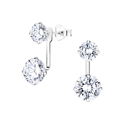 Boucles d'oreilles ear jacket double rond en argent - FR5363