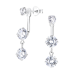 Boucles d'oreilles ear jacket triple rond en argent - FR5331