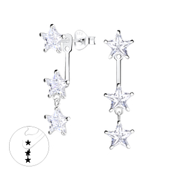 Boucles d'oreilles ear jacket rond zirconium en argent - FR5334