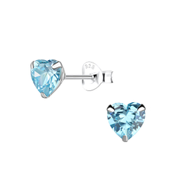 Clous d'oreilles coeur en zirconium bleu en argent - FR5433