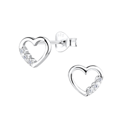 Clous d'oreilles cœur en argent - FR6952