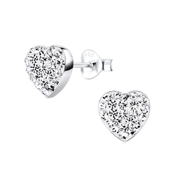 Clous d'oreilles cœur cristal en argent - FR8732