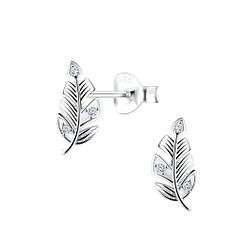 Clous d'oreilles feuille en argent - FR9611