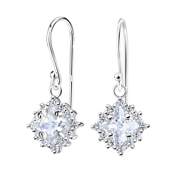 Boucles d'oreilles carré en cristal montana en argent - FR15773