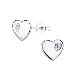 Clous d'oreilles cœur en argent - FR16432