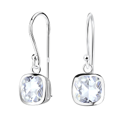 Boucles d'oreilles coussin de 6 mm en zirconium en argent - FR18858