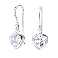 Boucles d'oreilles trillion en zirconium 6 mm en argent - FR18860