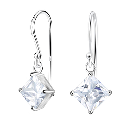 Boucles d'oreilles carré en zirconium 6 mm en argent - FR18863