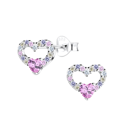 Clous d'oreilles cœur en argent - FR17203