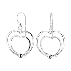 Boucles d'oreilles double coeur en argent - FR8530