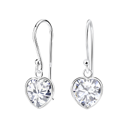 Boucles d'oreilles cœur oxyde de zirconium de 8 mm en argent - FR2084