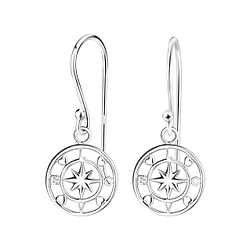 Boucles d'oreilles boussole en argent - FR10619