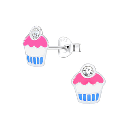 Clous d'oreilles cupcake en argent - FR1560