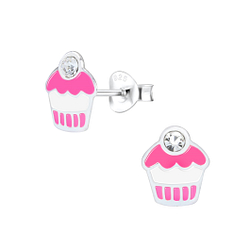 Clous d'oreilles cupcake en argent - FR1562