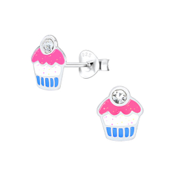 Clous d'oreilles cupcake en argent - FR1565