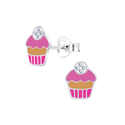 Clous d'oreilles cupcake en argent - FR7024