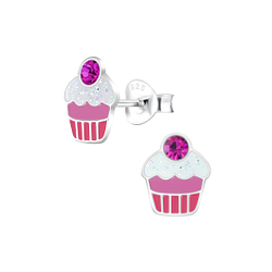 Clous d'oreilles cupcake en argent - FR6810