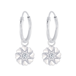 Boucles d'oreilles créoles avec breloques fleur en cristal en argent - FR5700