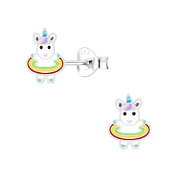 Clous d'oreilles licorne hula hoop en argent - FR6870