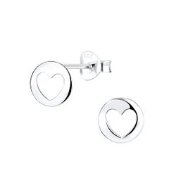 Clous d'oreilles cœur en argent - FR9482