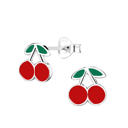 Clous d'oreilles cerise en argent - FR5854