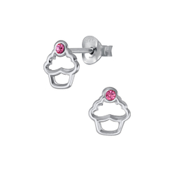 Clous d'oreilles cupcake cristal en argent - FR3134