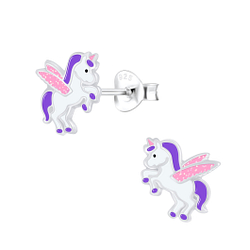 Clous d'oreilles licorne ailée en argent - FR6867