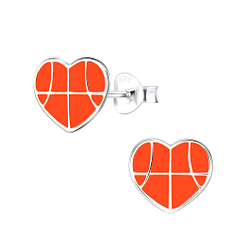 Boucles d'oreilles créoles basketball en argent - FR9302