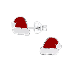 Clous d'oreilles bonnet père noël en argent - FR9667