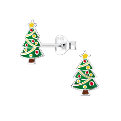 Clous d'oreilles sapin de noël en argent - FR8359