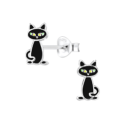 Clous d'oreilles chat en argent - FR8256