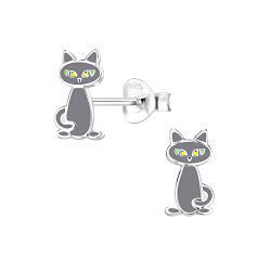 Clous d'oreilles chat en argent - FR8257