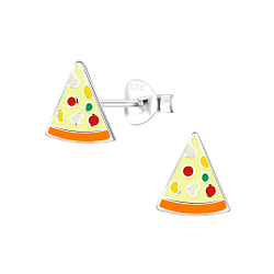 Clous d'oreilles pizza en argent - FR9337