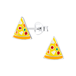 Clous d'oreilles pizza en argent - FR9338