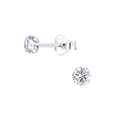 Clous d'oreilles rond oxyde de zirconium en argent - FR3163