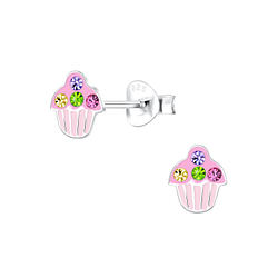 Clous d'oreilles cupcake en argent - FR10598