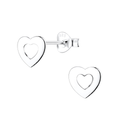 Clous d'oreilles cœur en argent - FR10608