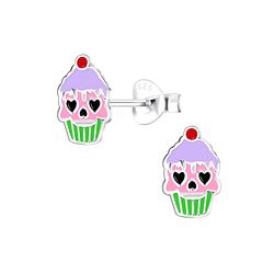 Clous d'oreilles cupcake Halloween en argent - FR13368