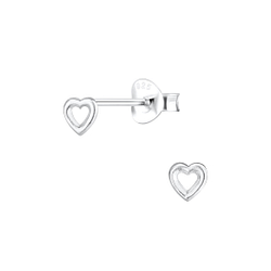 Clous d'oreilles cœur en argent - FR15676