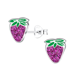 Clous d'oreilles framboise en argent - FR19212