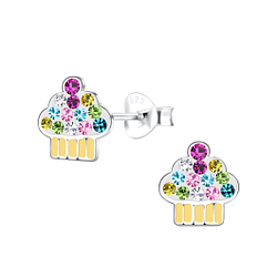 Clous d'oreilles cupcake en argent - FR18553