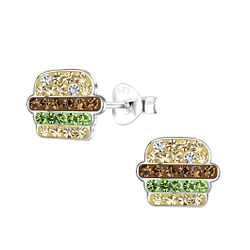 Clous d'oreilles hamburger en argent - FR19083