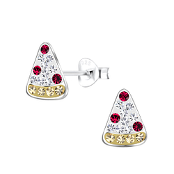 Clous d'oreilles pizza en argent - FR18679