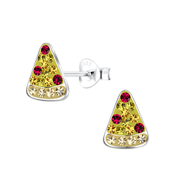 Clous d'oreilles pizza en argent - FR18680